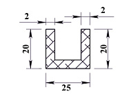 Алюминиевый П-образный профиль 20х25х20х2мм 2м Алюминиевый П-образный профиль 20х25х20х2мм 2м