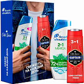  Подарочный набор HEAD & SHOULDERS Шамп против перх 2в1 Ментол 200мл+OLD SPICE Гель для душа+шамп 2в1 Captain 250мл 