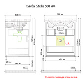  Тумба Stella 50 подвесная с двумя ящиками Белый/Дуб Вотан с раковиной Como 50 Stl.01.50/1WDVo Encanto 