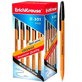  Ручка шар. Erich Krause R-301 ORANGE штрих код черная 0,7мм (50/400) /EK43195/ 