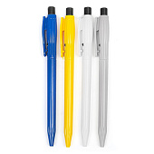  Набор ручек шариковых автоматических 4 штуки корпус МИКС с рифленым держателем,стержень синий 876668 