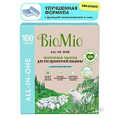 Мини-таблетки для посудомоечных машин BioMio BIO-TABS All-in-One с маслом Эвкалипта 100шт.х16гр Мини-таблетки для посудомоечных машин BioMio BIO-TABS All-in-One с маслом Эвкалипта 100шт.х16гр