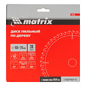 Пильный диск по дереву, 160х20мм,36 зубьев,кольцо 16/20Matrix Пильный диск по дереву, 160х20мм,36 зубьев,кольцо 16/20Matrix