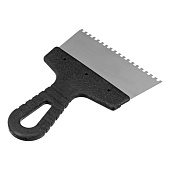 Шпатель зубчатый 150мм, зуб 4х4мм, пластмассовая ручка, нержавеющая сталь Шпатель зубчатый 150мм, зуб 4х4мм, пластмассовая ручка, нержавеющая сталь