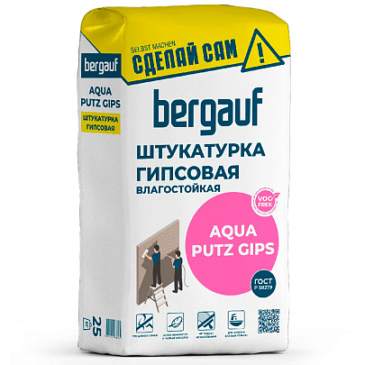 Штукатурка гипсовая влагостойкая Aqua Putz Gips (25кг) /Bergauf Штукатурка гипсовая влагостойкая Aqua Putz Gips (25кг) /Bergauf