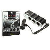 Разветвитель прикуривателя 3 гнезда + 1 USB IN-CAR.PRO Черный 5А, USB 500mA Разветвитель прикуривателя 3 гнезда + 1 USB IN-CAR.PRO Черный 5А, USB 500mA