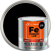 Грунт-эмаль по ржавчине 3 в 1 гладкая черная RAL 9005 глянцевая, FERRUM LAB 0,75 л Грунт-эмаль по ржавчине 3 в 1 гладкая черная RAL 9005 глянцевая, FERRUM LAB 0,75 л