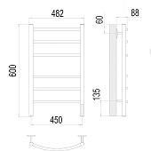  Полотенцесушитель электрический Классик П6 450х600 черный матовый 90Вт конструкционная сталь 4670078527578 Terminus 