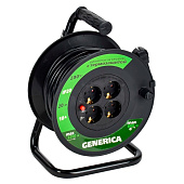 Удлинитель на катушке 4 гнезда, 20м с заземл. 10А IP20, ПВС 3х1.0 GENERICA Удлинитель на катушке 4 гнезда, 20м с заземл. 10А IP20, ПВС 3х1.0 GENERICA