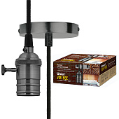 Патрон декоративный 60Вт Е27 черный шнуровой выключатель шнур 1м /Uniel Патрон декоративный 60Вт Е27 черный шнуровой выключатель шнур 1м /Uniel