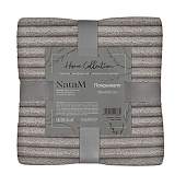  Покрывало 180х200 Полоска фланель серо-бежевый 