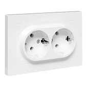  Розетка двойная встраиваемая с заземлением, цвет белый,  EKF Эпика 