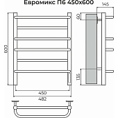  Полотенцесушитель электрический Евромикс П6 450х600 черный матовый 86.5Вт конструкционная сталь 4670078557049 Terminus 