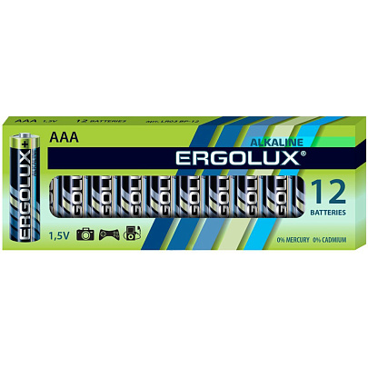 Батарейка LR03 Alkaline (12шт) Ergolux 11745 Батарейка LR03 Alkaline (12шт) Ergolux 11745
