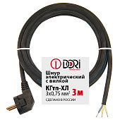 Шнур КГтп-ХЛ 3х0,75 с вилкой черный 3м DORI