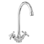  Смеситель для кухни елочка высокий излив латунь вентильный 9310 stOmegaPRO 