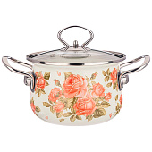 Кастрюля Agness 1.5л эмалированная, "Корейская роза" 915-135 Кастрюля Agness 1.5л эмалированная, "Корейская роза" 915-135
