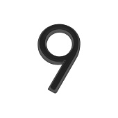 Номер дверной "9" черный, пластик, 50мм, FUARO