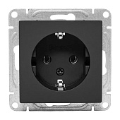  Розетка встраиваемая с заземлением, цвет черный,  EKF Эпика 