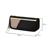  Пенал мягкий BRAUBERG KIDS, 2 отделения, полиэстер, черно-бежевый, 22x10x6 см, 274579 