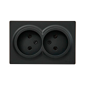  Розетка двойная накладная без заземления, цвет черн. бархат, Lezard LETO 