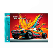  Альбом для рисования А4 24л спираль Динамичные авто серия, металл картон, 24А4мтлВсп 