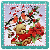 Банка жестяная 9х9х9см "Мишка и снегири" 894-124 Банка жестяная 9х9х9см "Мишка и снегири" 894-124