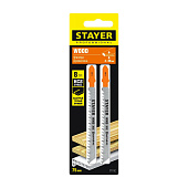 Полотна STAYER, T111C, по дереву, ДВП, ДСП, T-хвост., шаг 3мм, 75мм (уп.2шт) Полотна STAYER, T111C, по дереву, ДВП, ДСП, T-хвост., шаг 3мм, 75мм (уп.2шт)