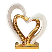  Сувенир керамика "Сплетённые сердца" белый с золотом 5,5х17,5х19,5 см, 10200641 