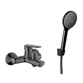  Смеситель для ванны Лагос короткий излив c аксессуарами графит LG54GM Esko 