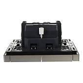 Выключатель встраиваемый 2 клавиши, цвет сталь, с подсветкой, IEK FORTE&PIANO Выключатель встраиваемый 2 клавиши, цвет сталь, с подсветкой, IEK FORTE&PIANO