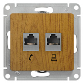 Механизм розетки 2-м СП RJ11+RJ45 GLOSSA дер. дуб GSL000585 Механизм розетки 2-м СП RJ11+RJ45 GLOSSA дер. дуб GSL000585