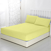 Простыня на резинке 200х200 сатин желтый крем Простыня на резинке 200х200 сатин желтый крем