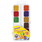  Краски акварельные 12цв ЮНЛАНДИЯ "ШКОЛЬНЫЕ", медовые, КЛАССИЧЕСКИЕ, пластик, 191529 