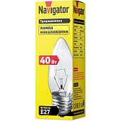  Лампа свеча Navigator 40Вт E27 прозр 