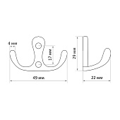 Крючок мебельный ТУНДРА, двухрожковый, медь, 1866145 Крючок мебельный ТУНДРА, двухрожковый, медь, 1866145