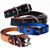  Ошейник ZooMoDa, кожанный, двойной, 25 мм, цветной 