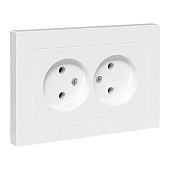  Розетка двойная встраиваемая без заземления, цвет белый,  EKF Эпика 