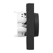  Розетка двойная встраиваемая с заземлением, цвет черный,  EKF Эпика 