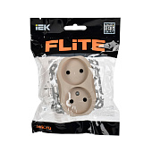 Розетка двойная встраиваемая без заземления, цвет льняной, IEK FLITE