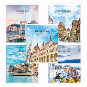  Тетрадь 96л. А5. Brauberg, скоба, линия, обложка картон, Traveling, 404439 