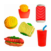 Ластики фигурные ЮНЛАНДИЯ "Фастфуд", НАБОР 6 штук, блистер, 272670 Ластики фигурные ЮНЛАНДИЯ "Фастфуд", НАБОР 6 штук, блистер, 272670