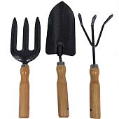  Садовые инструменты 3 пр.:вилка,совок,культиватор с деревянными ручками 2 сортCR-1020 469 
