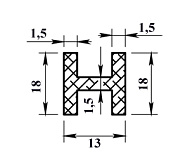  Алюминиевый двутавр 18х13х18х1,5мм 2м 