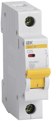 Выключатель автоматический 1 полюс 25А, IEK ВА 47-29 Выключатель автоматический 1 полюс 25А, IEK ВА 47-29