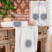 Комплект полотенец в коробке MERZUKA махровые 2 шт. RISING SUN (кремовый ) Комплект полотенец в коробке MERZUKA махровые 2 шт. RISING SUN (кремовый )