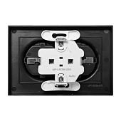  Розетка двойная встраиваемая с заземлением, цвет черный,  EKF Эпика 