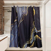 Штора для ванной 180х180см черный мрамор PЕ-208 Штора для ванной 180х180см черный мрамор PЕ-208