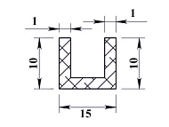  Алюминиевый П-образный профиль 10х15х10х1мм 1м 