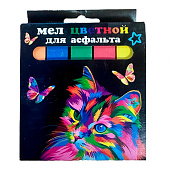  Мел цветной "Кот и бабочки" "JUMBO" для асфальта, 1,7х1,7, длина 9,1 см. 5 шт 10442962 